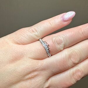 0.11 CTW Moissanite Diamond Sterling Silver Crown Ring Size 8